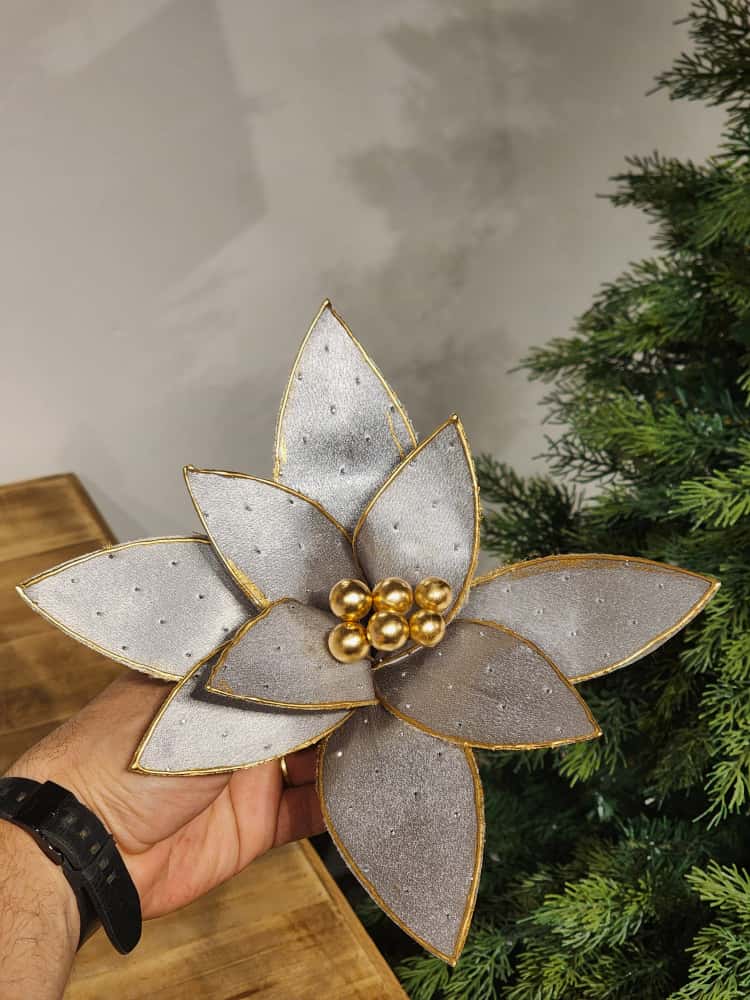 FLOR BICO DE PAPAGAIO PRATA 26CM