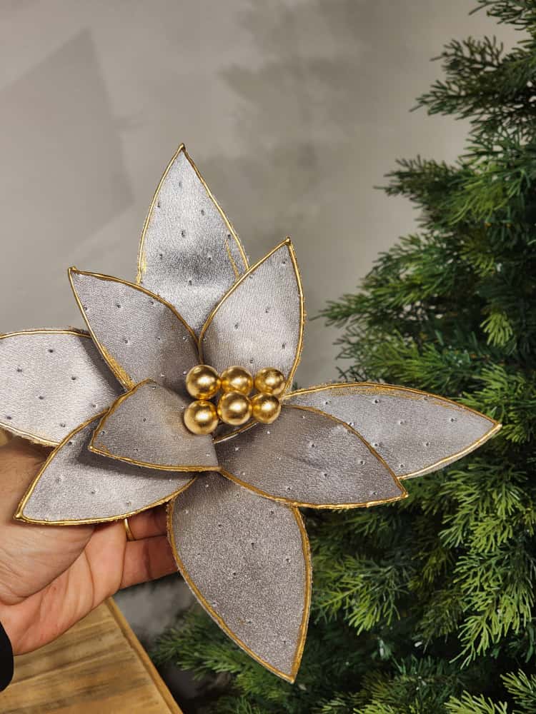 FLOR BICO DE PAPAGAIO PRATA 26CM