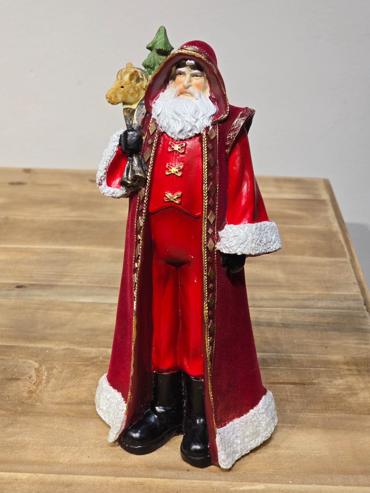 PAPAI NOEL VELUDO VERMELHO EM RESINA 29CM